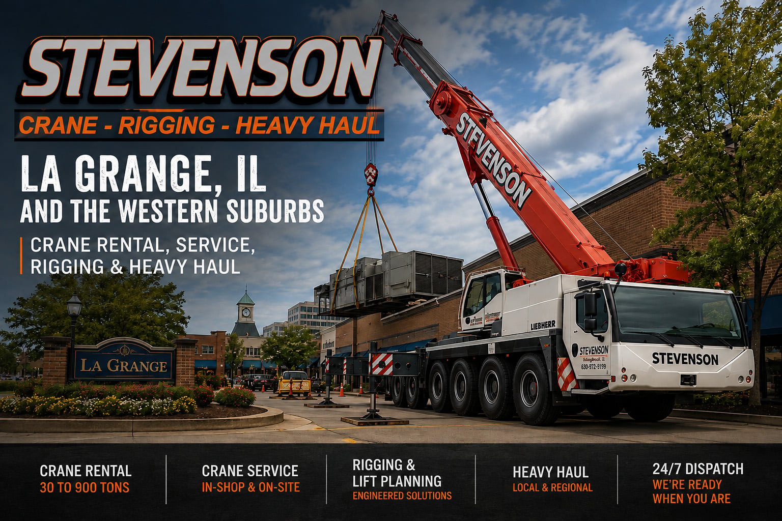 Stevenson Crane Rental La Grange IL: Crane Rental, Service, Rigging & Heavy Haul for the Western Suburbs